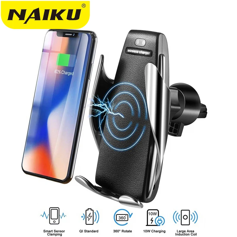 

NAIKU Qi Car Wireless Charger For iPhone Xs Max Xr X Samsung S10 S9 Intelligent Infrared Fast Wirless Charging Car Phone Holder