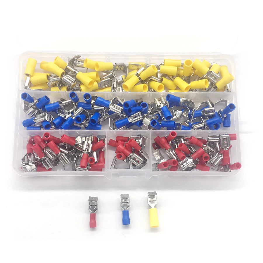 

140pcs Semi-Insulated Crimp Terminals Connectors Gauge Piggyback Spade Quick Splice 22-16/16-14/12-10