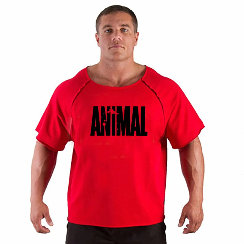

Men Loose Cotton Gym Shirt Sport T Shirt Men Short Sleeve Running Shirt Men Workout Training Tees Fitness Top Sport Bat T-shirt