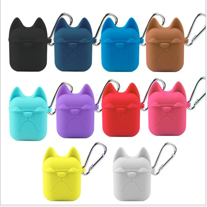 

Cute Bulldog Protector Cases For Apple Airpods DOITOP Soft Silicone Cover For Apple Air pods Case Shockproof Coque With Hook