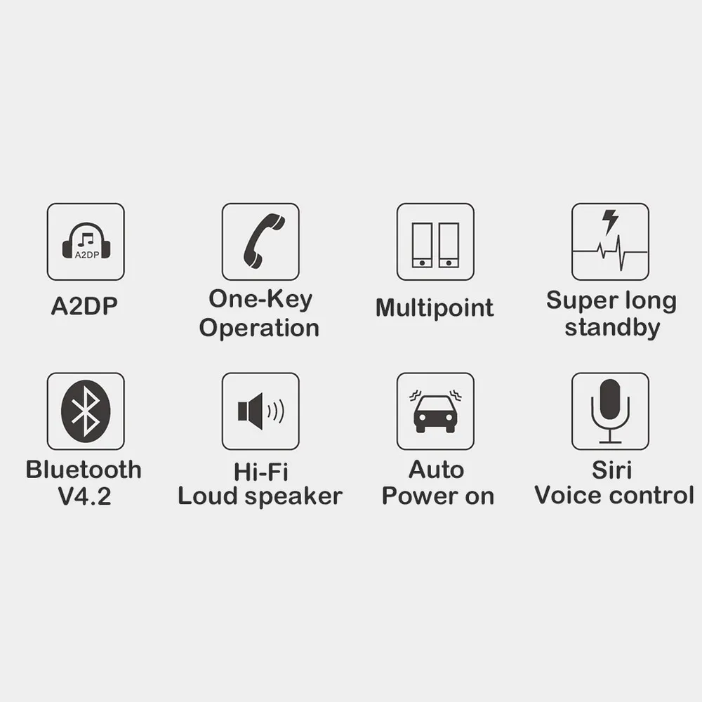 Bluetooth 4,2 приемник гарнитура автомобильный комплект солнцезащитный козырек клип 2 Вт Hifi колонки двойной микрофон шумоподавление Поддержка Siri Голосовое управление