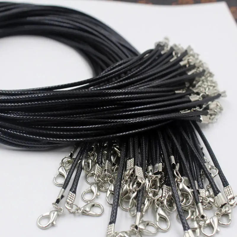 

10Pcs 1.5/2mm Leather Chains Necklaces Bracelet Pendant Charms Lobster Clasp DIY Jewelry Making Accessories String Cord Necklace