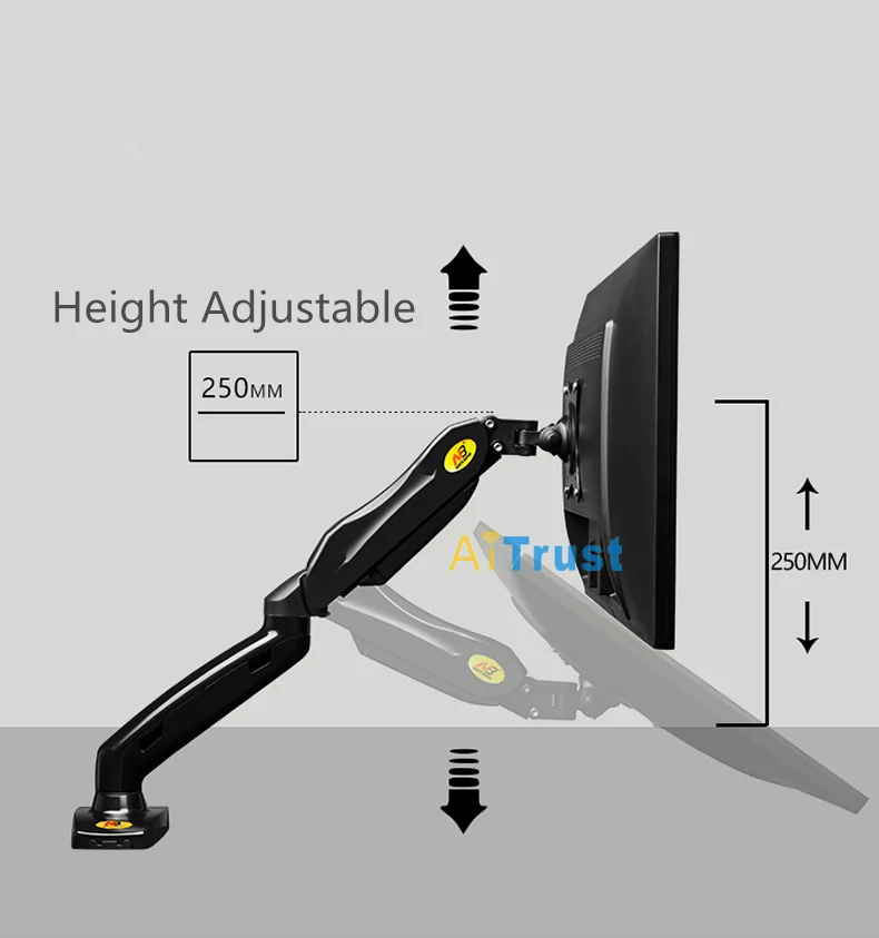 F80 монитор настольная подставка 17-27 дюймов Алюминий сплав вращающийся газовый весеннего подъема ТВ Гора длинная рука Регулируемая высота