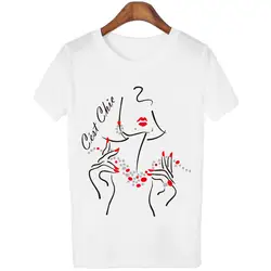 Новые однотонные Цвет футболки для Женская мода футболка с принтом белый летние топы Повседневное круглым вырезом Для женщин короткий
