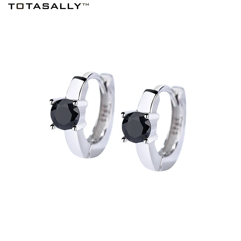 Женские серьги кольца TOTASALLY из 100% серебра 925 пробы с черным