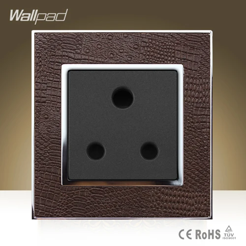 Wallpad Роскошная 15а британская розетка козы Коричневая Кожаная панель