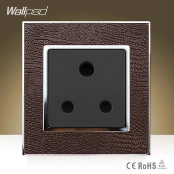 

Wallpad Luxury 15A UK Socket Goats Brown Leather Panel UK South Africa 15A Industry Wall Socket Free Shipping