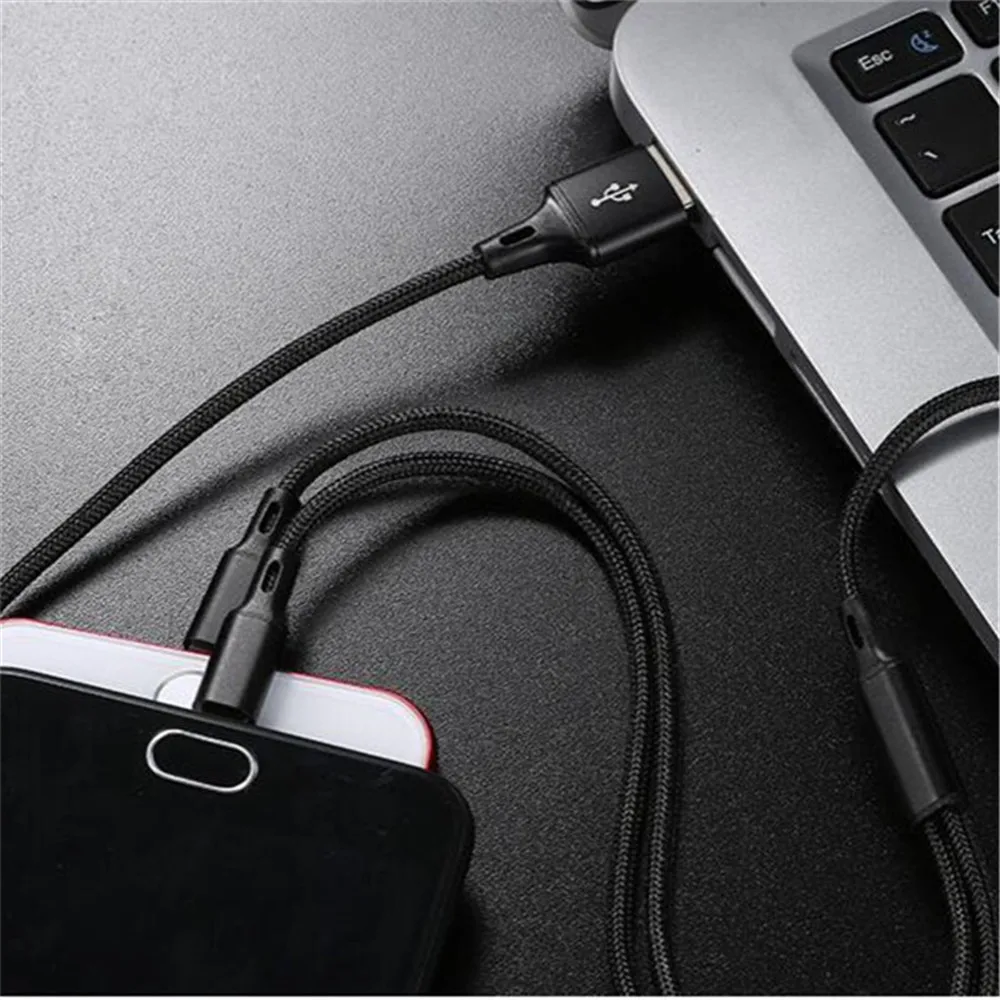 2.4A быстрое зарядное устройство 3 в 1 Micro USB 1,2 м кабель для iPhone/Android/type C универсальный для мобильных телефонов зарядный кабель 8 Pin быстрый