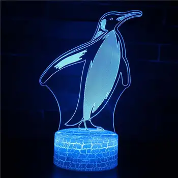 

penguin Sea turtle Dolphin shark 7 Color 3d Led Night Lamps Touch Led Usb Table Nightlight kingchip