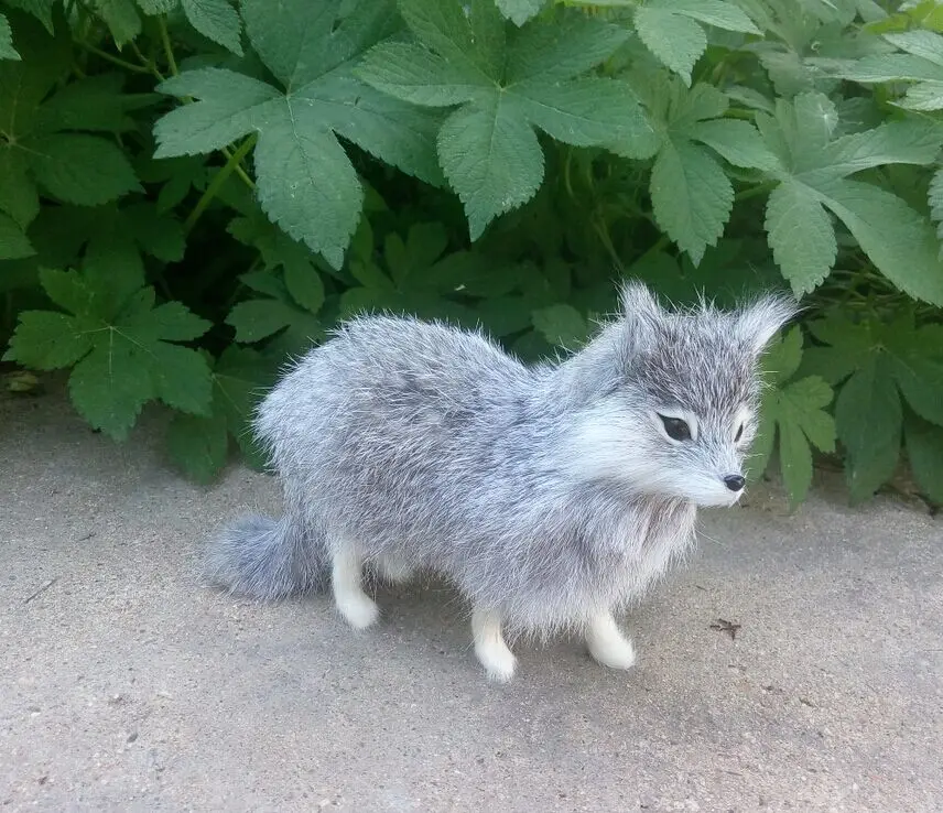 

about 16x12cm gray furs fox model,polyethylene&furry furs fox handicraft,props,home decoration birthday gift A0063