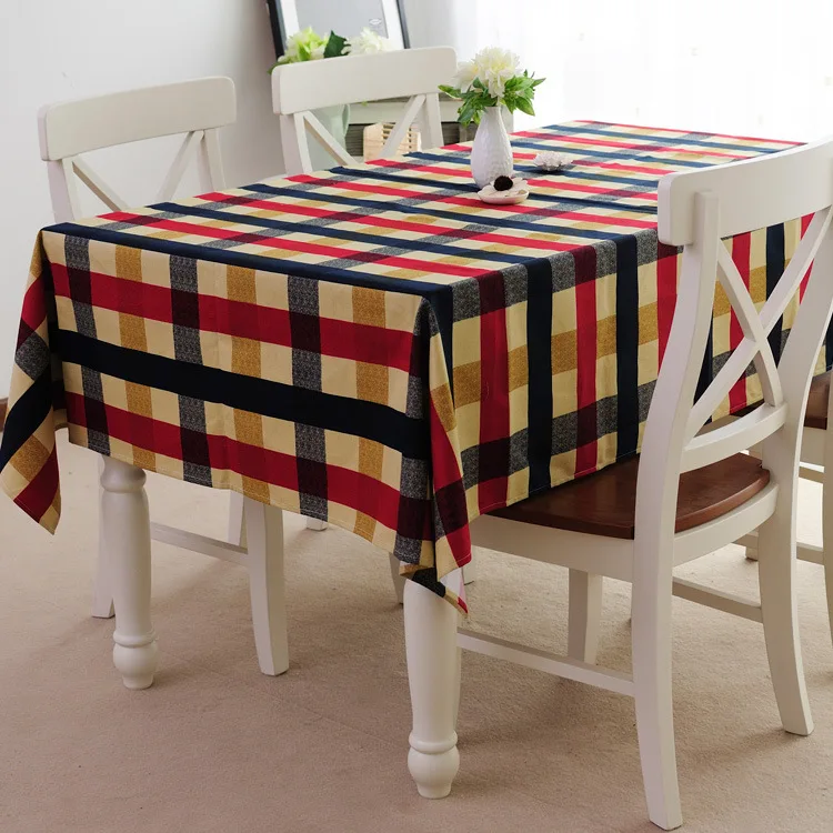 

Fashion Dining Table Cloth Lattice Dustproof Multipurpose Tablecloth Cotton Canvas Double Warp Weft Thick Durable