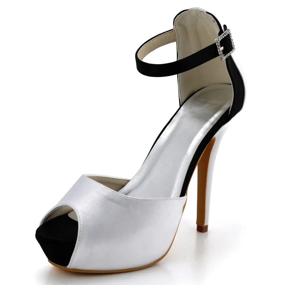 black and white strap heels