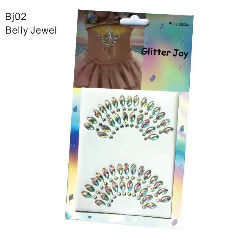 BJ02 Glitterjoy 1 шт. хорошее качество живота тела Стразы ювелирные изделия Самоклеющиеся татуировки Стикеры для Рейв, фестиваль - Цвет: BJ02
