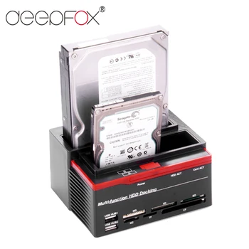 

DeepFox 2.5/3.5" SATA IDE HDD Docking Station Clone HDD Enclosure USB 2 ports USB 2.0 Hub MS/M2/XD/CF/SD/TF Card Reader