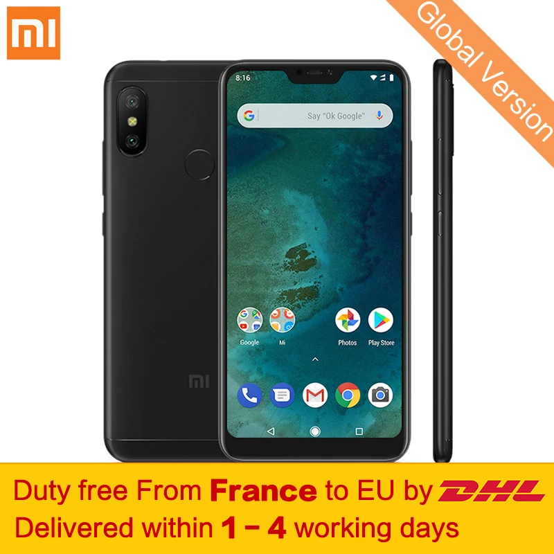 

Free tax! Global Version Xiaomi Mi A2 Lite 3GB 32GB Mobile Phone Snapdragon 625 Octa Core 5.84" Full Screen 12MP+5MP Dual Camera