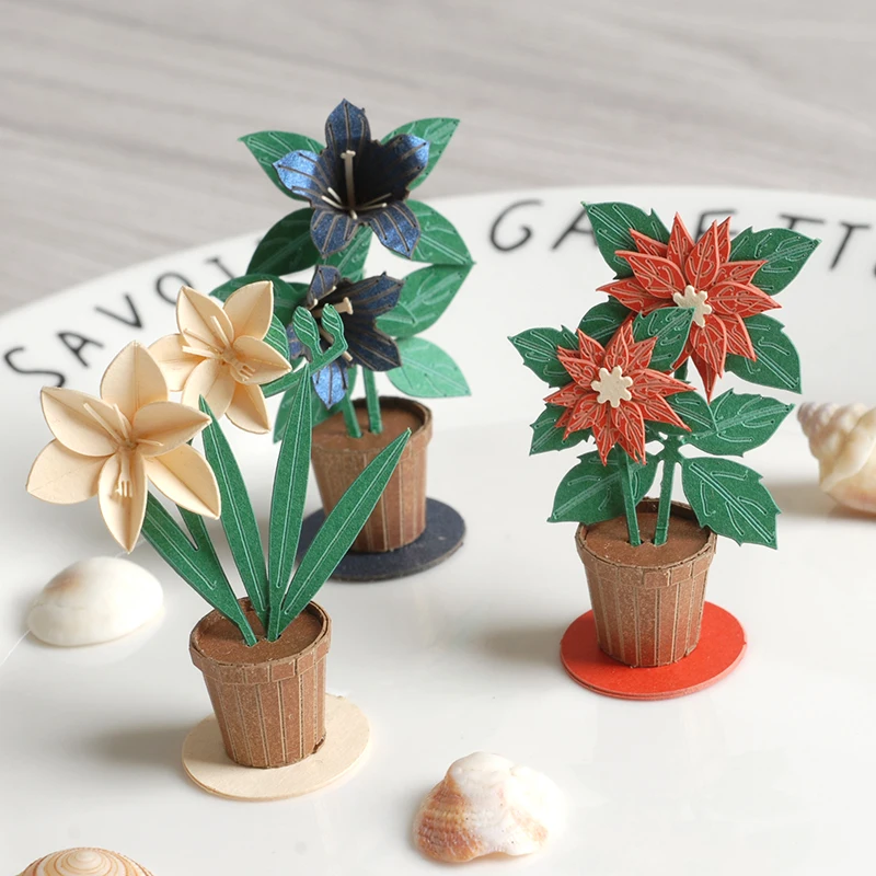 

Mini 3D Puzzle Paper Flower Models Kids Toy DIY Laser Cut Paper Flower Model