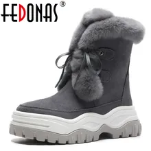 FEDONAS/модные зимние женские ботинки из коровьей замши; милая повседневная обувь на платформе со шнуровкой; женские Короткие классические ботинки высокого качества