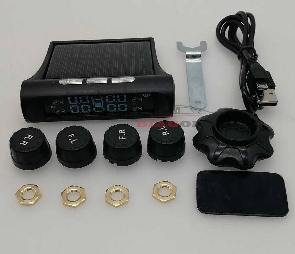 Солнечный мощность USB TPMS автомобильных шин давление мониторинга системы ЖК