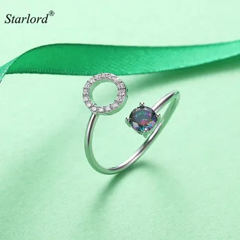 

Initial O Letter Ring 925 Sterling Silver Cubic Zirconia Crystal Ring Adjustable Silver Ring Open Ring For Women R6061B