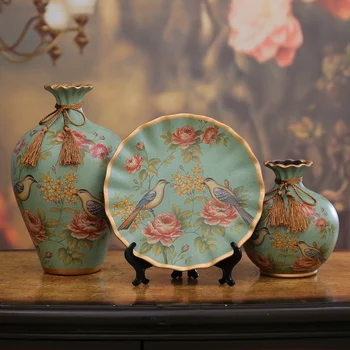 

3pcs/Set high quality ceramic vase Hand painted Antique Porcelain flower vases Arts and crafts creative Wedding Gifts home decor