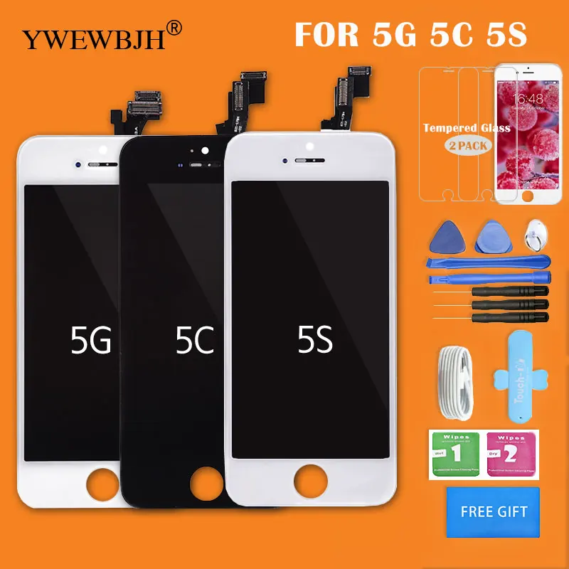 

YWEWBJH Test AAA 20Pcs Lot LCD Assemblyfor iPhone 5 5C 5SLCD Screen Display with Touch Screen Digitizer Black White