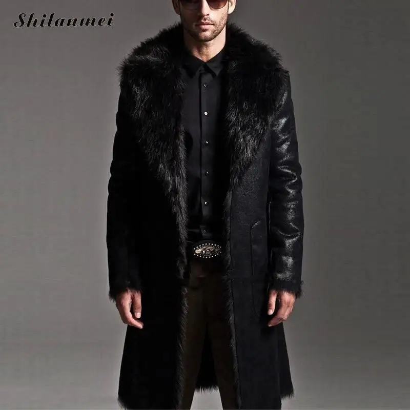 Новинка, модная мужская зимняя меховая кожаная куртка, длинные пальто с обеих сторон, толстая Водонепроницаемая Двусторонняя Мужская куртка, большие размеры 7XL
