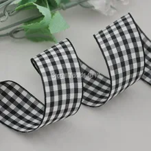 Upick 1″ 25mm Black Tartan Plaid Ribbon Bows Appliques Sewing Crafts 10Y