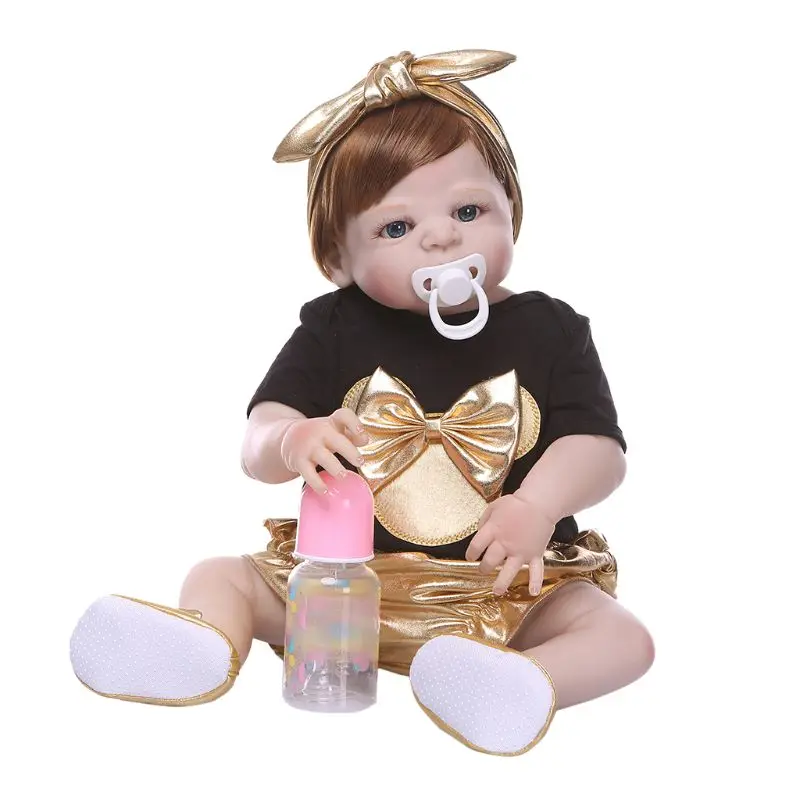 

22" Reborn Doll Realistic Silicone Vinyl Newborn Babies Toy Girl Princess Clothes Pacifier Lifelike Handmade Gifts