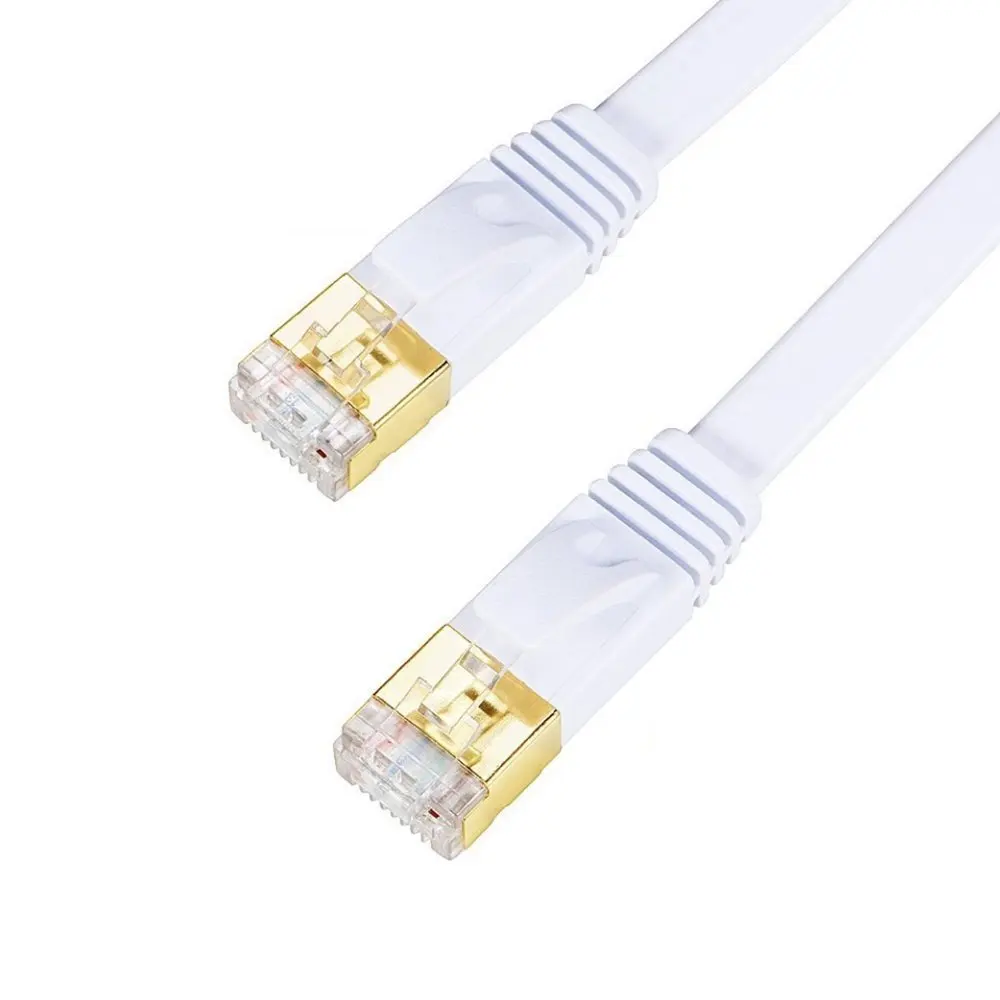 Cavo Di Rete Patch Piatto Ethernet Cat7 15M 20M 30M, Schermato (Stp) Con Connettori Rj45 Snagless Colore Bianco