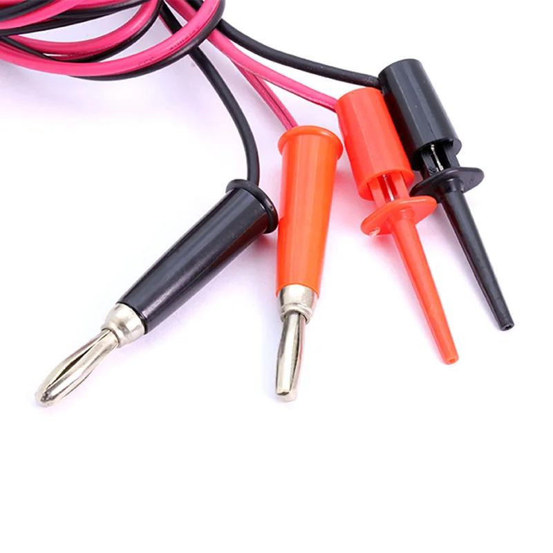 1pc 4mm Banana plug cable to Dual Big Hook Clip Test Probe Cable Leads Alligator clip black&red 1 meter long