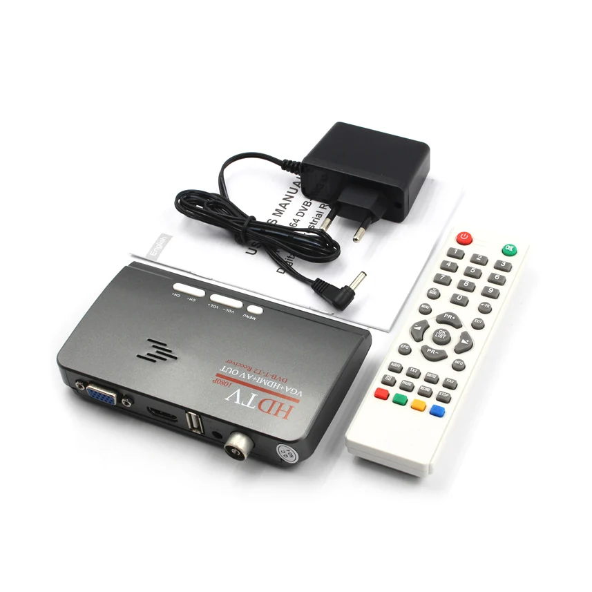 Высокое качество 1080P HD tv DVB-T/DVB-T2 ТВ-приставка цифровой наземный HD ТВ-тюнер приемник HDMI/VGA/AV для lcd/CRT PC монитора
