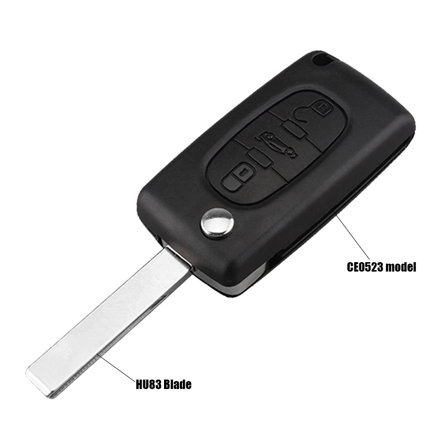 

Remote Key Case Shell For Peugeot 407 407 307 308 607 CE0523 Battery Holder HU83 Blade Key Cover 3 Buttons Flip Car Keys