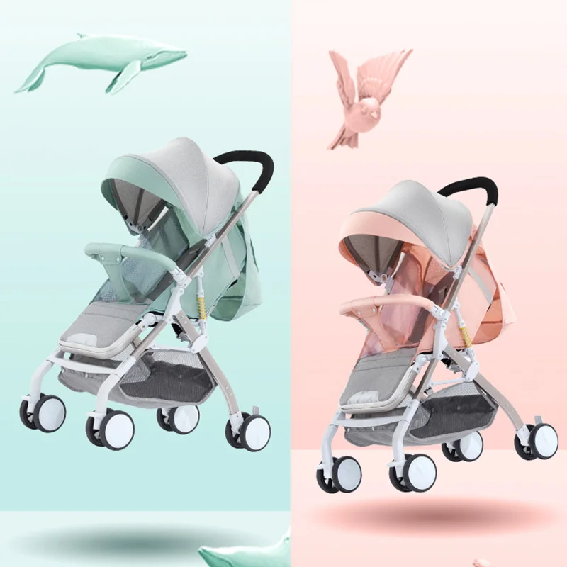 Fast shipping Lightweight stroll portable travel Baby stroller can sit and lying folding baby high