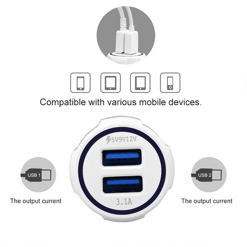 Автомобильное зарядное устройство 2 порта USB зарядное устройство Quick Charge 3,0 зарядное устройство для мобильного телефона быстрое автомобильное зарядное устройство для iPhone samsung планшет