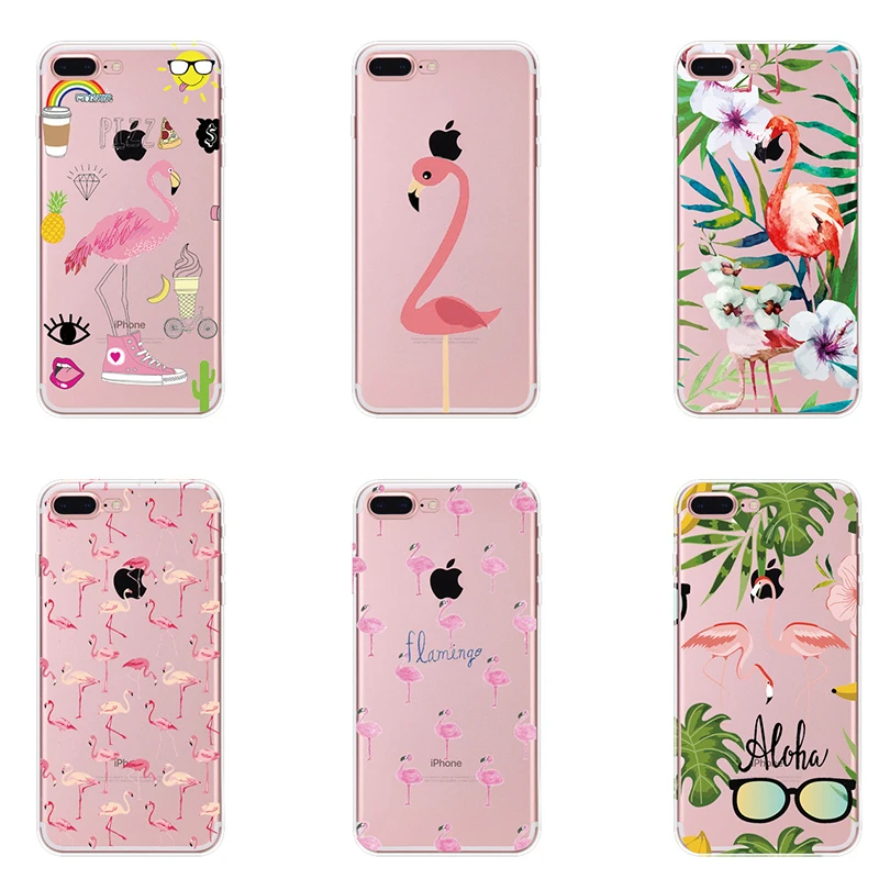 

Phone Cases Summer Flamingos Love Soft Silicone Clear Case Cover for Apple IPhone 7 7plus 6 6S 6plus 6splus 5S SE Coque Fundas