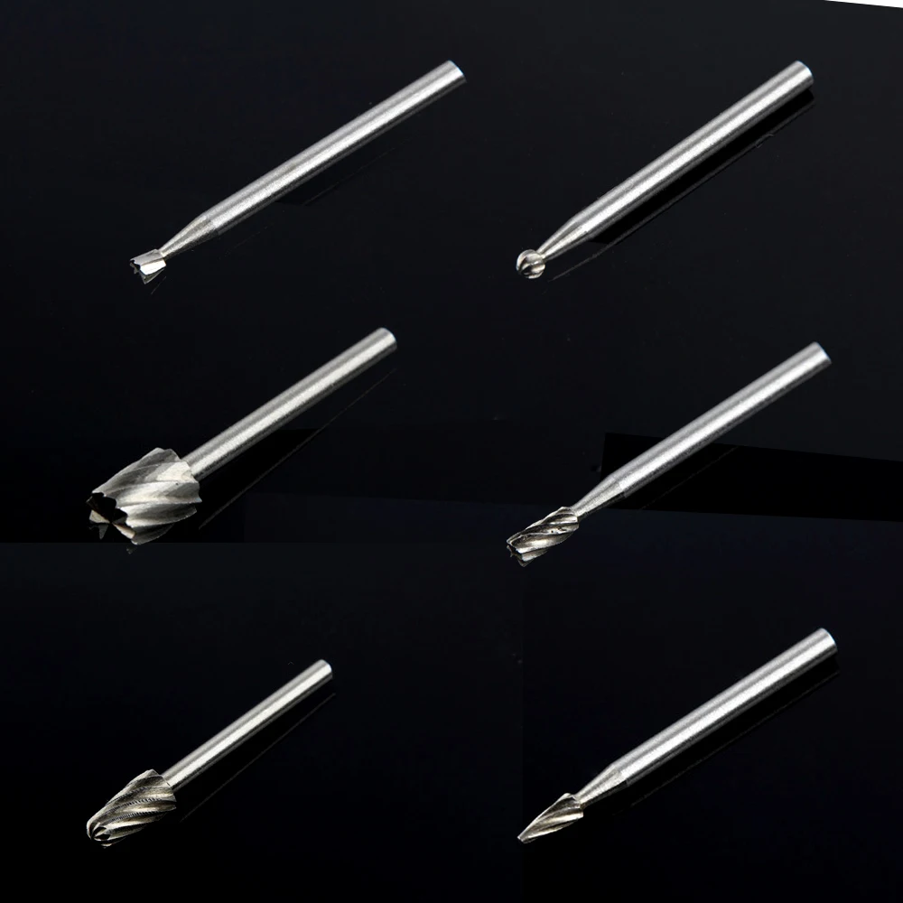 6pcs/set High Speed Steel Cutting Tool Burr Drill Bit Set Wood Carving Rasps For Dremel Shank Burs Tools