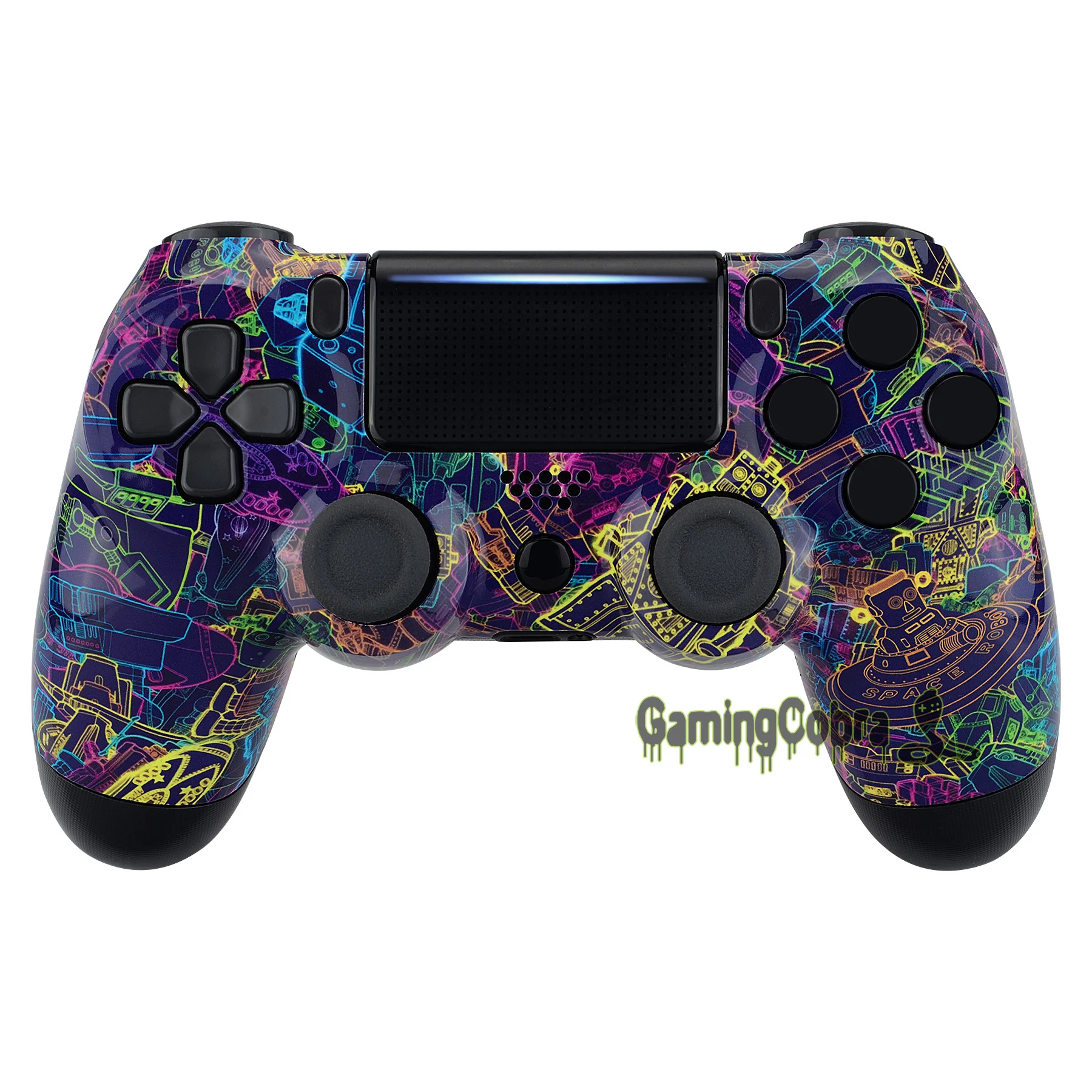 

Neon Novel Patterned Faceplate Front Housing Shell Replacement Part for PS4 Slim Pro Controller CUH-ZCT2 JDM-040 JDM-050 JDM-055