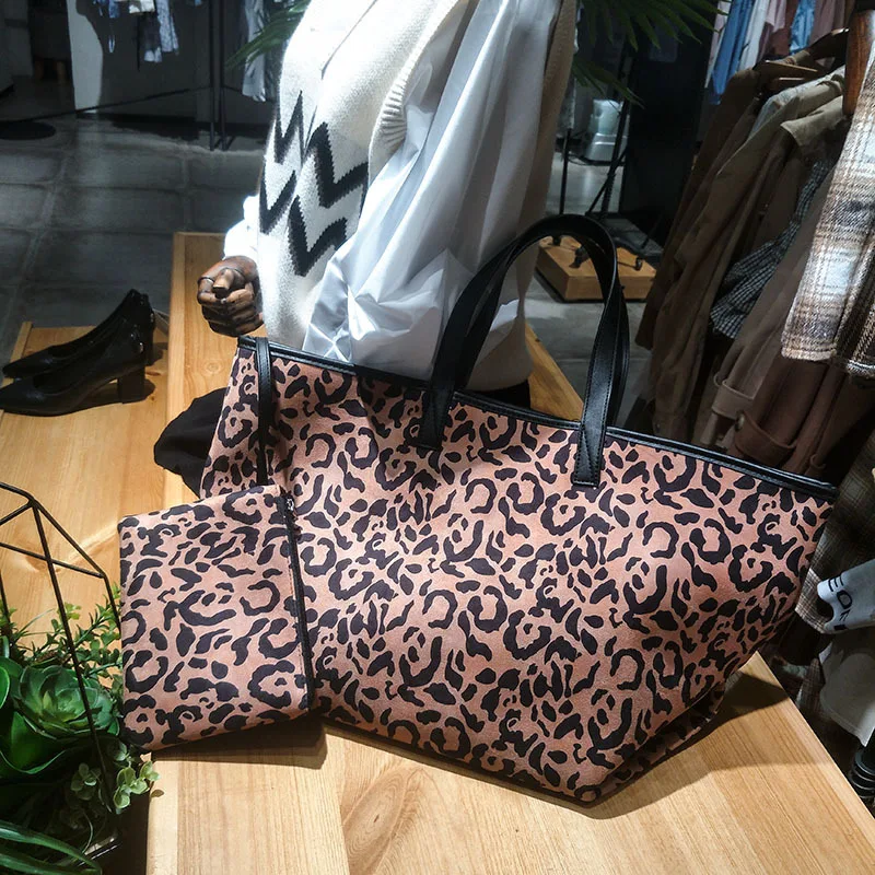 

Leopard Women Handbag Tote Bag Large Capacity Neverful Ladies Shoulder Bag with Purse Casual Shopping Bag Luxury Design Handbag