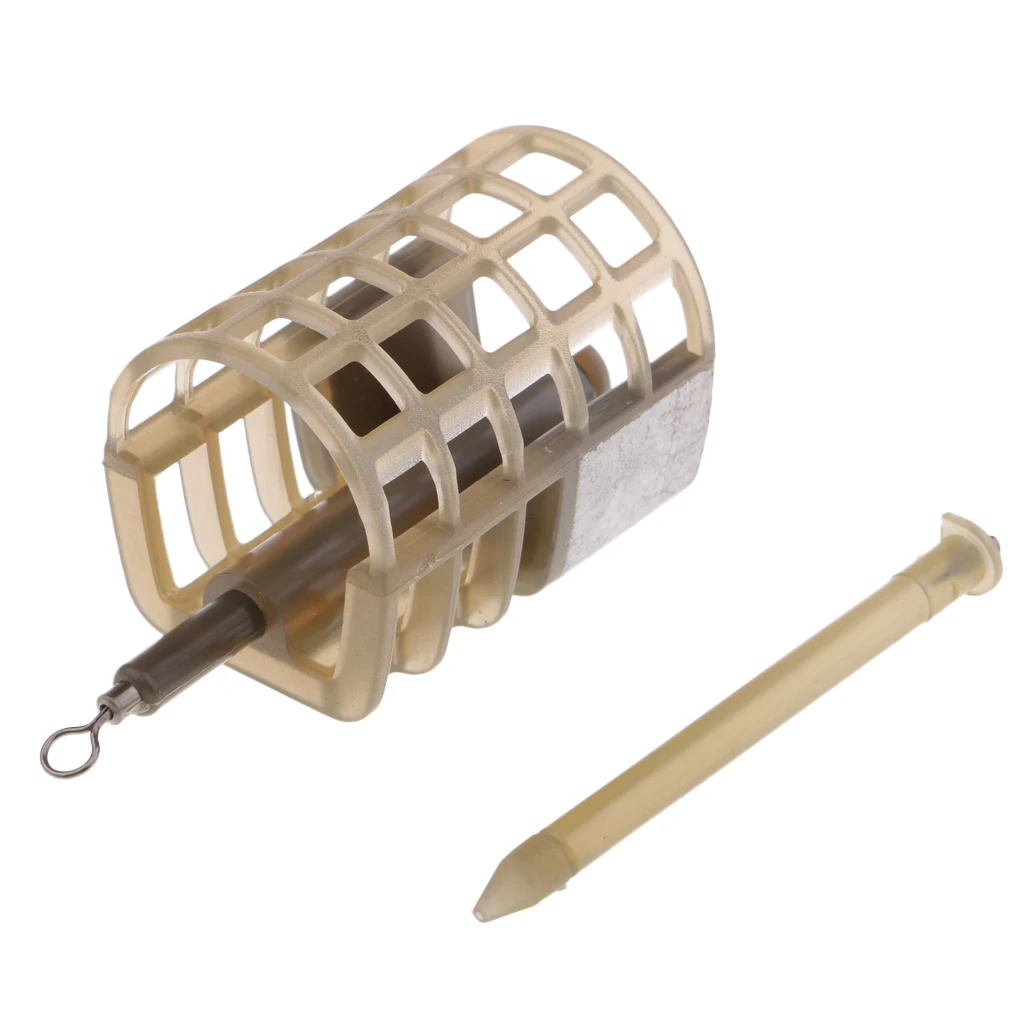 2pcs 30g Cage Feeder Coarse Barbel Fishing Swim Feeder Bait Lure Cage with Lead Sinker, Size S & L