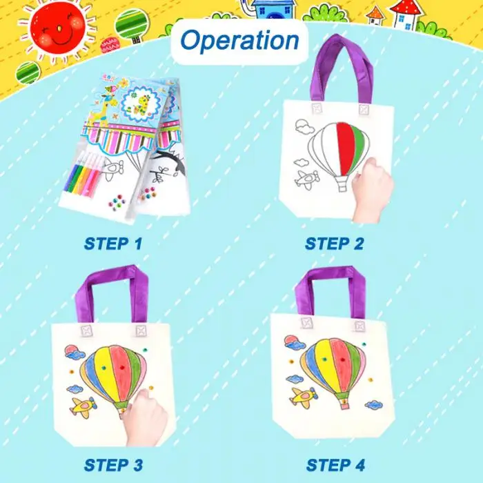 10 шт холщовые сумки для детей DIY Ручная роспись Портативная сумка для рисования P7Ding