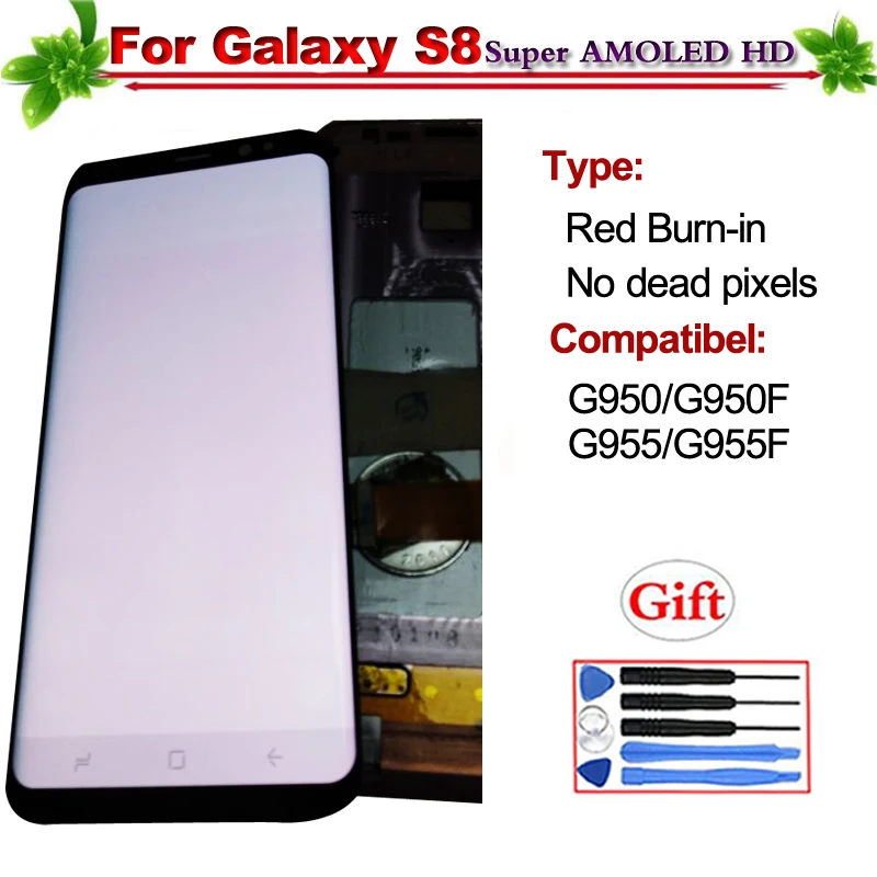 

Red Burn-in Shadow for Samsung Galaxy S8 G950 G950F Lcd Display Touch Screen Digitizer Assembly With Frame 5.8" Super Amoled
