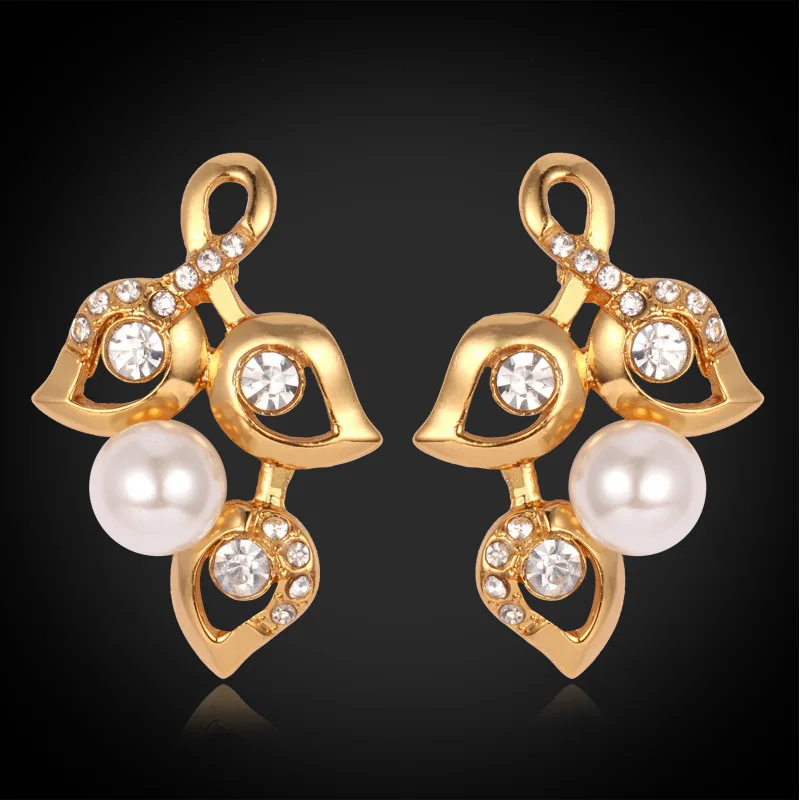 Kpop High Quality Simulated Pearl Beads Earring For Women Gold Color Rhinestone New Design Earrings Fashion Jewelry Brand E612 | Украшения