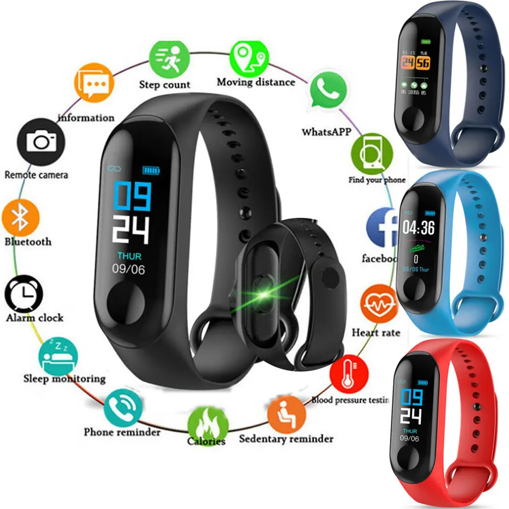 M3s Bluetooth Smart watch Heart Rate Blood Pressure Monitor Fitness Activity Tracker Sports Smart Band Wristbands Phone Mate