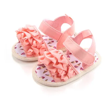 

Fashion Flower Baby Sandals Canvas Hook & Loop Princess Baby Shoes Soft Sole Open Toe Summer Newborn Girl Sandals Wholesale