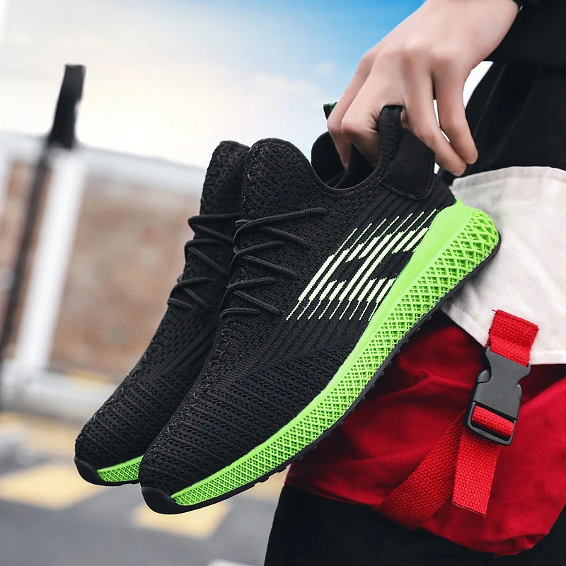 Summer Running Shoes For Men 2019 Sport Sneakers Homme Breathable Slip On Non-Slip Casual Red Black Green | Обувь