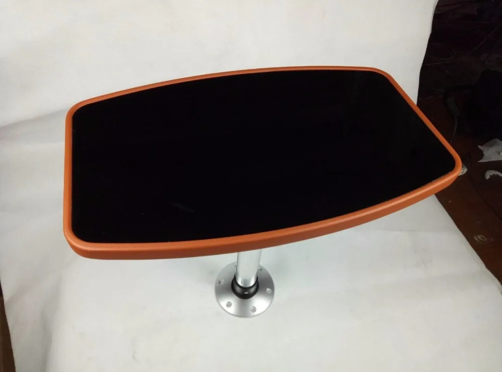 

Caravan Motorhome Marine Boat Brown Leather Table With Black Acrylic Insert 600*380mm 23.6*15 Inch