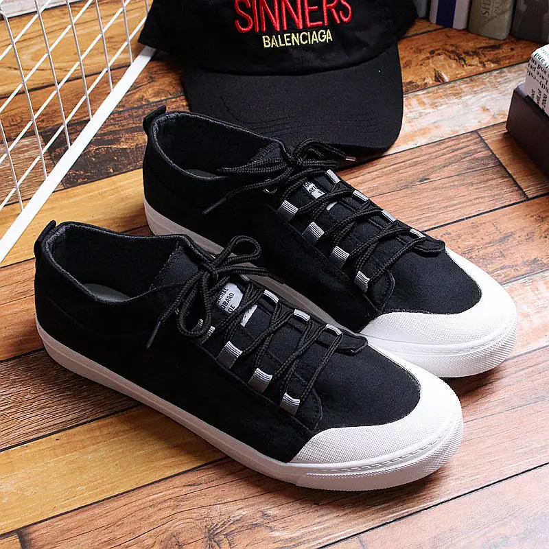 Solid Khaki Black Canvas Shoes Men Sneakers Casual Shoes 2018 New Fashion Men's Flats Lace Up Breathable Leisure Walking Spring