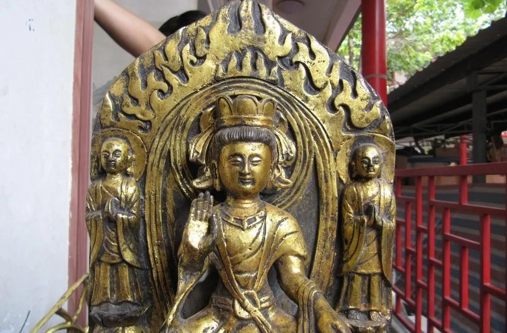 

12"China Northern Wei Bronze Gild Kwan-yin guanyin Bodhisattva Buddha Statue