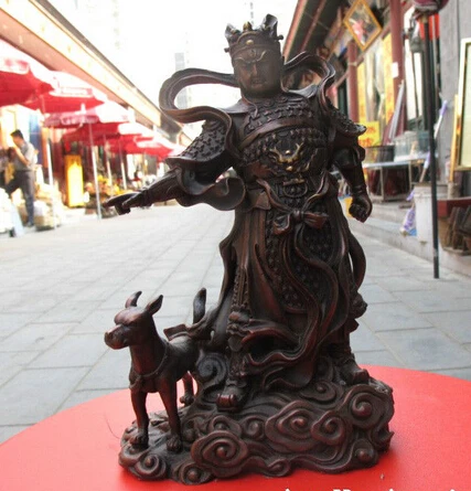 

004874 Chinese Myth Bronze god Erlang Dog heaven generals warrior Buddha statuary