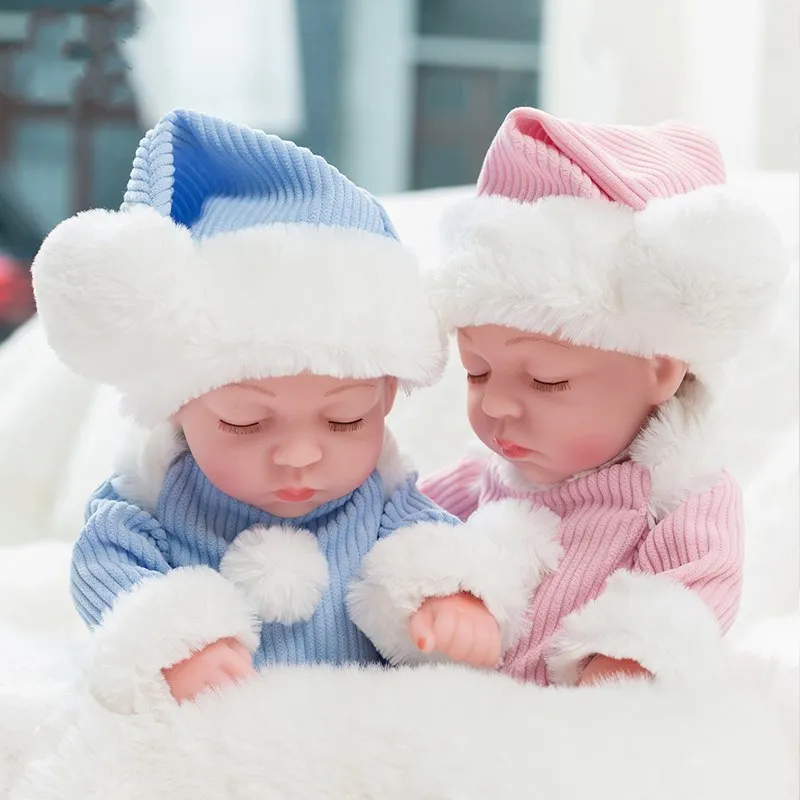 Beste 10 Mini Reborn Baby Meisje Jongen Volledige Siliconen Vinyl Schattige Tweeling Bebe Poppen Levensechte Bebes Reborns voor Peuter Baden pop 26 cm